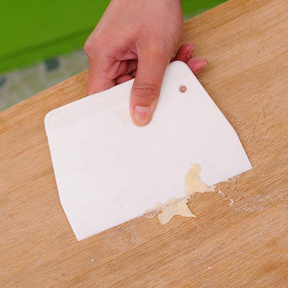 3 Pieces Dough Scraper Bowl Scraper Food-Safe Plastic Dough Cutter Trapezoidal Plastic Scraper Practical Bench Scraper Multipurp