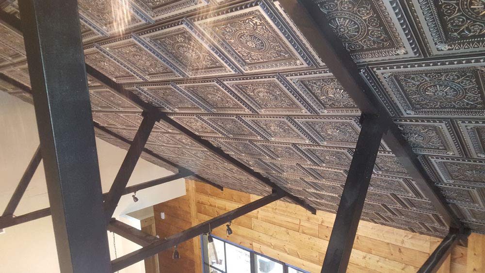 From Plain To Beautiful In Hours 223 La Scala PVC 2  x 2  Lay-in or Glue-up Ceiling Tile (Covers / 100 sq.ft), Antique Silver, 2