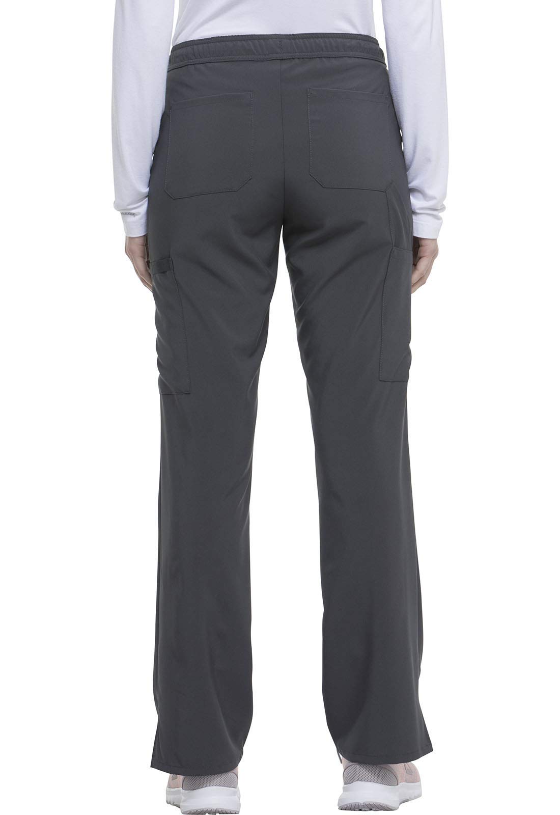 Dickies Womens Signature Mid Rise Drawstring Cargo Medical Scrubs Pants, Pewter, Medium Tall Us