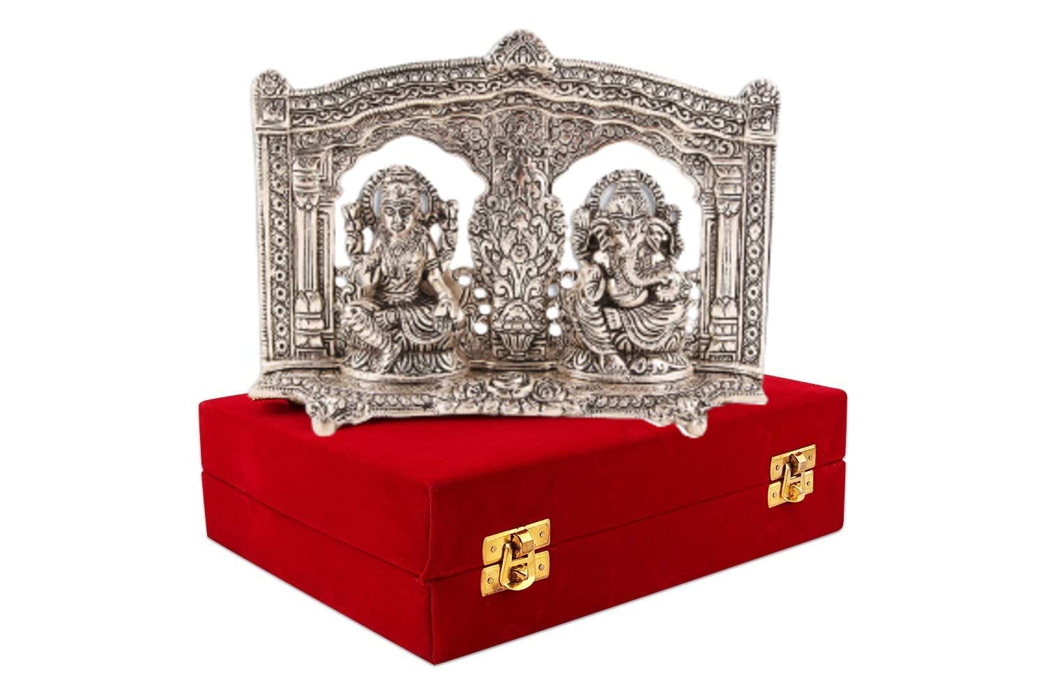 RKONECT Laxmi Ganesh Idol for Home Puja | Laxmi Ganesh Murti | Metal Silver Lakshmi Ganesha Murti for Diwali Gift (Silver)