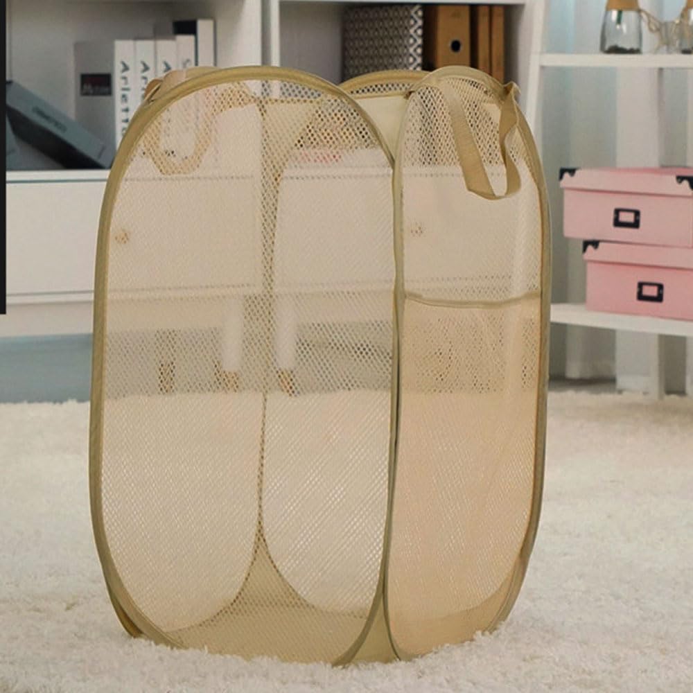 Bud Mesh Popup Laundry Hamper, Foldable Laundry Basket Clothes Hamper For Kids Room, College Dorm Or Travel, Collapsible For Sto