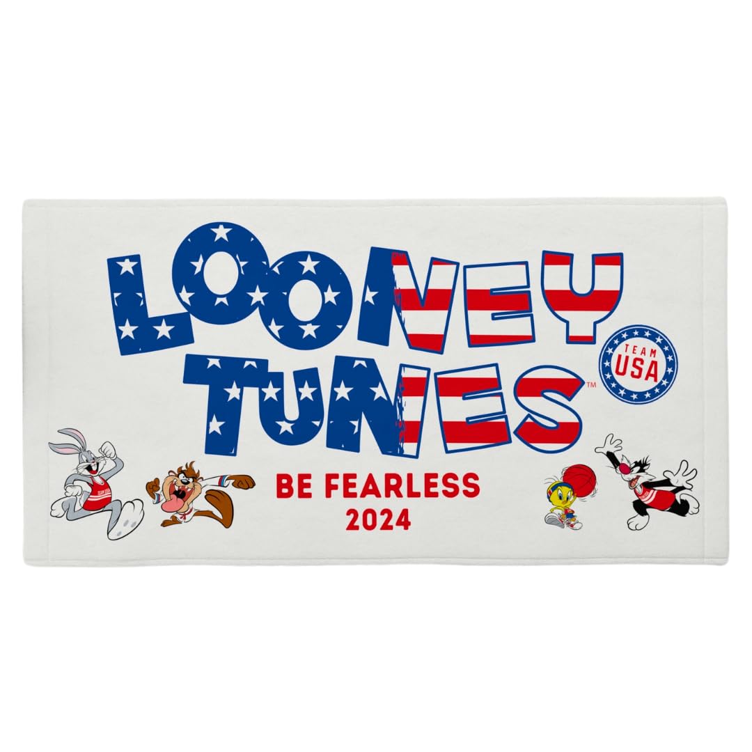 Franco Collectibles Looney Tunes Team Usa Paris Olympics Super Soft Cotton Bath/Pool/Beach Towel, 60 In X 30 In, (Officially Lic