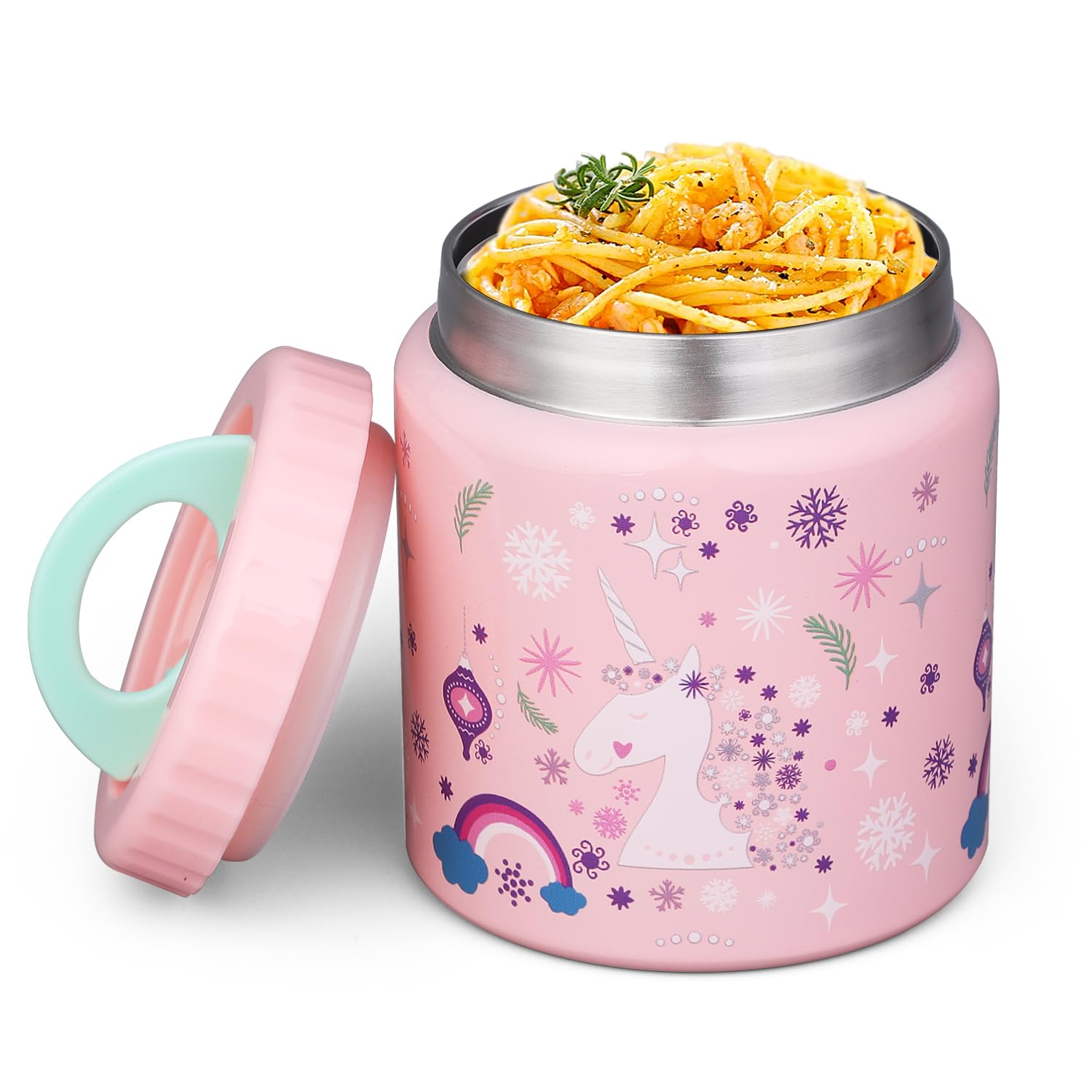 Insulated Thermo Food Jar for Kids  17 Oz Capacity, Suitable for Hot & Cold Foods, LeakProof Vacuum Stainless Steel Design wit
