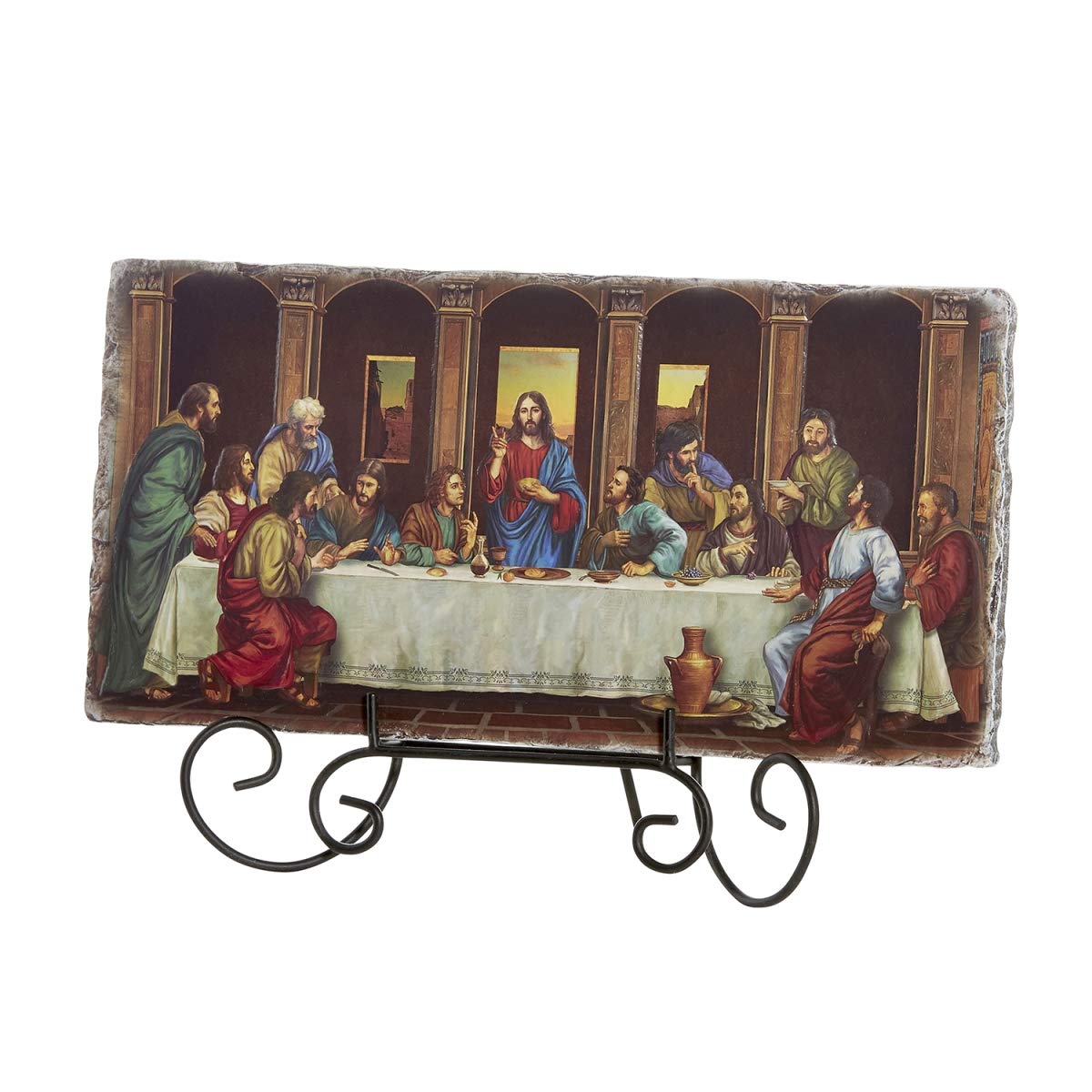 10.5 Wide Adams Last Supper Tile Plaque with Stand