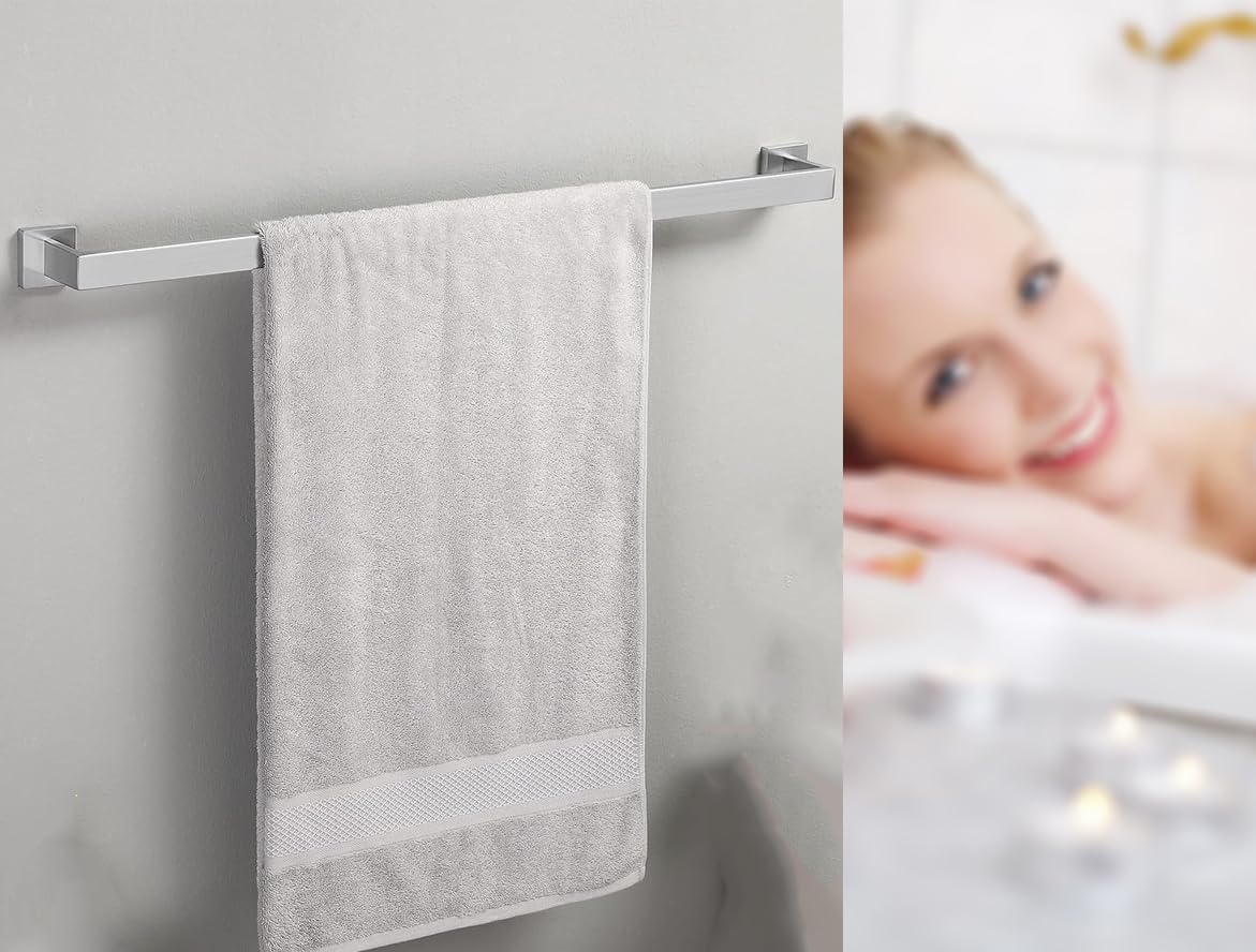 32 Inch Towel Bar 2 Pack For Bathrooms 12/16/24/28/32/36 Inch Stainless Steel 304 Brush Nickel Towel Holder Modern Square Towel