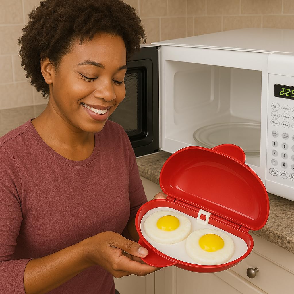 Dependable Industries inc. Essentials Microwaveable Microwave Omelet Pan and 2 Cavity Egg Poacher Set BPA Free Plastic Quick Egg Maker