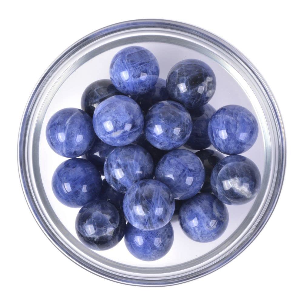 Justinstones Natural Sodalite Tumble 20mm Gemstone Healing Crystal Energy Ball Round Sphere Specimen Collection Pocket Palm Worr