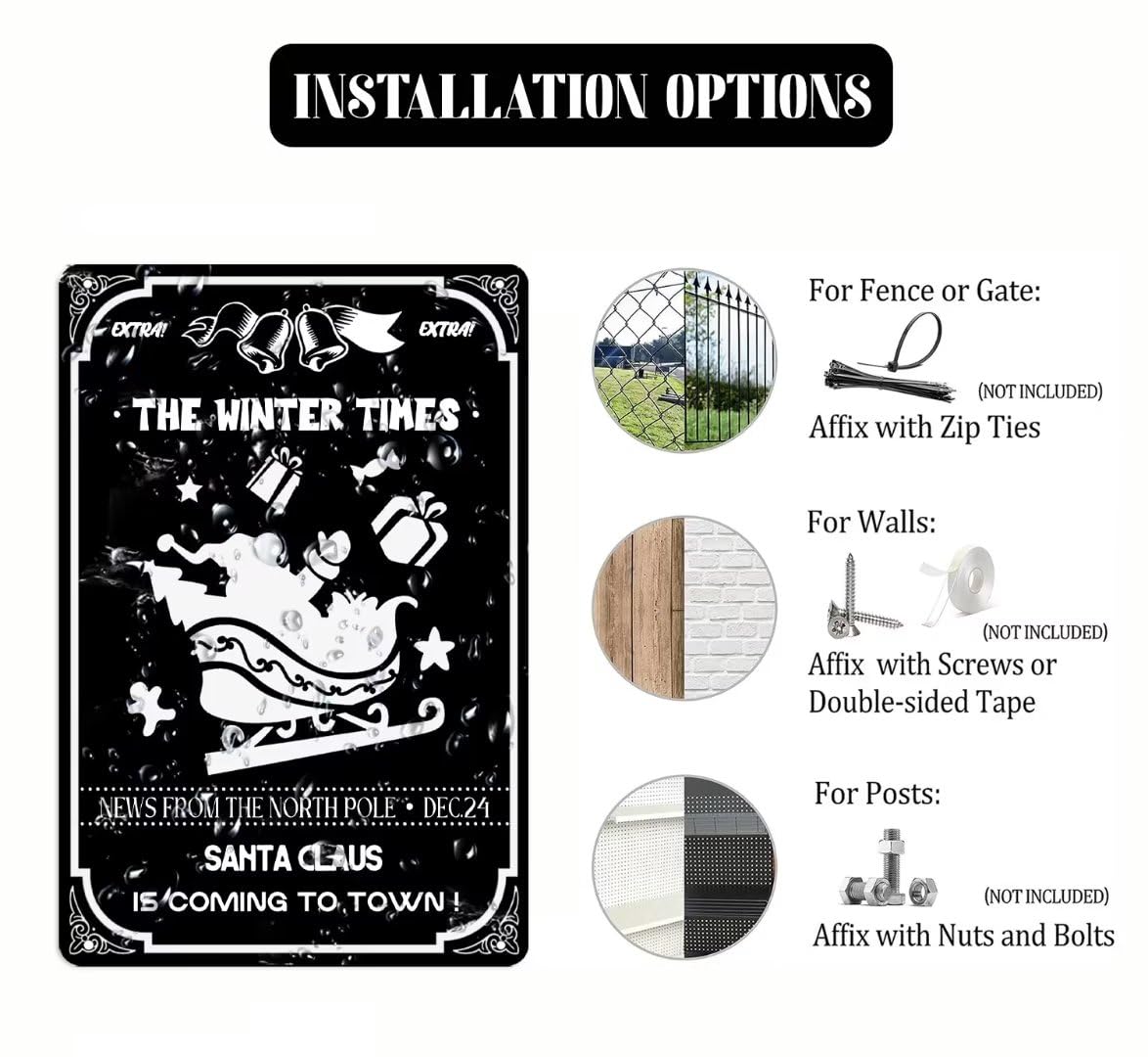 The Winter Times News From The North Pole Dec.24 Santa Claus Is Coming To Town Metal Tin Sign Retro Christmas Wall Decor for Hou