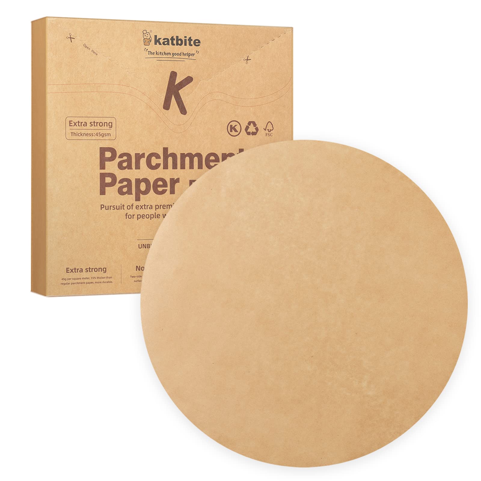 Katbite 200Pcs 8 Inch Parchment Paper Rounds, Unbleached & Non-Stick, Precut Parchment Circles For Spring Pan, Storage/Freezing