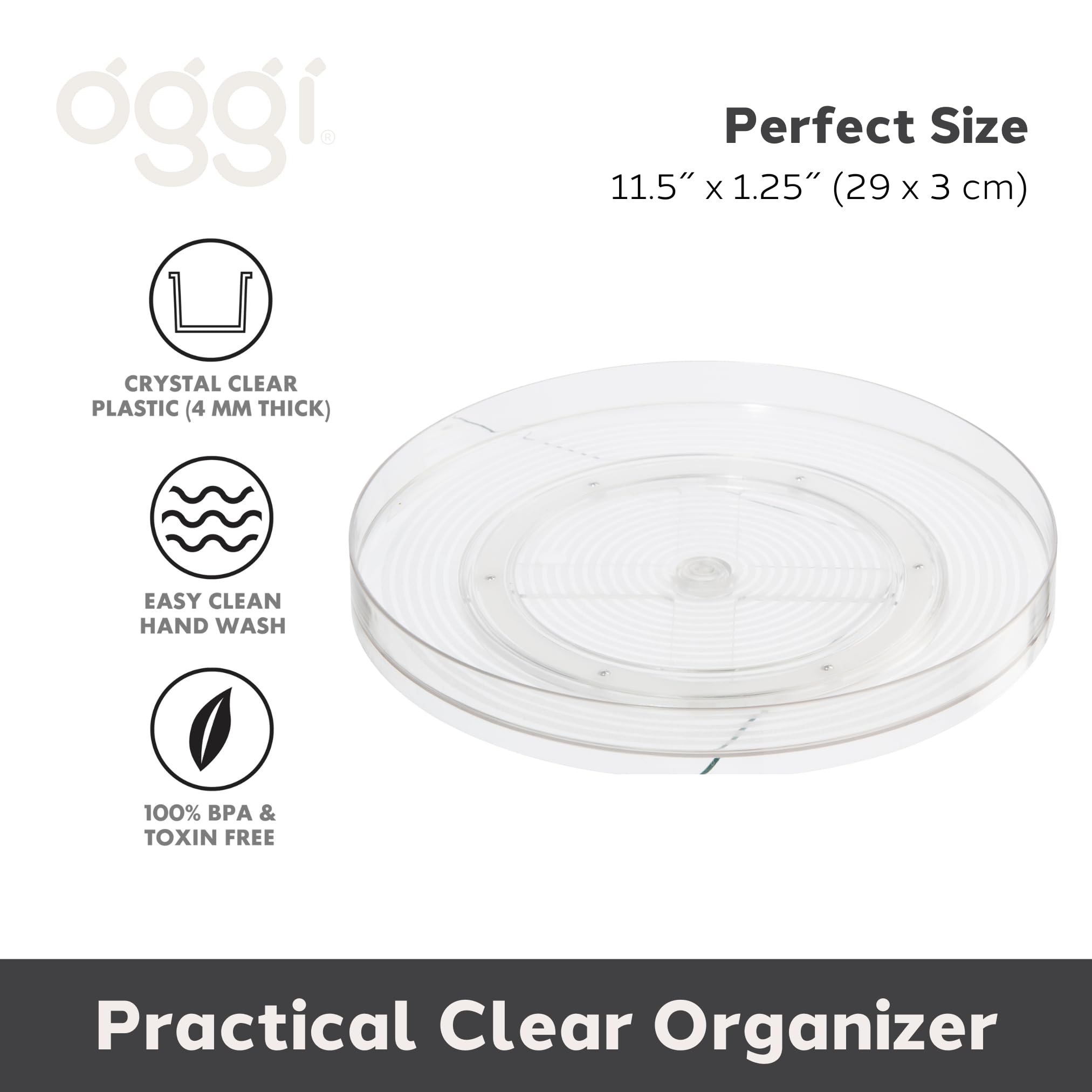 Oggi Lazy Susan Organizer 11''- For Kitchen, Pantry, Cabinet Organizing And Storage. Ideal As A Rotating Spice Rack And Pantry C