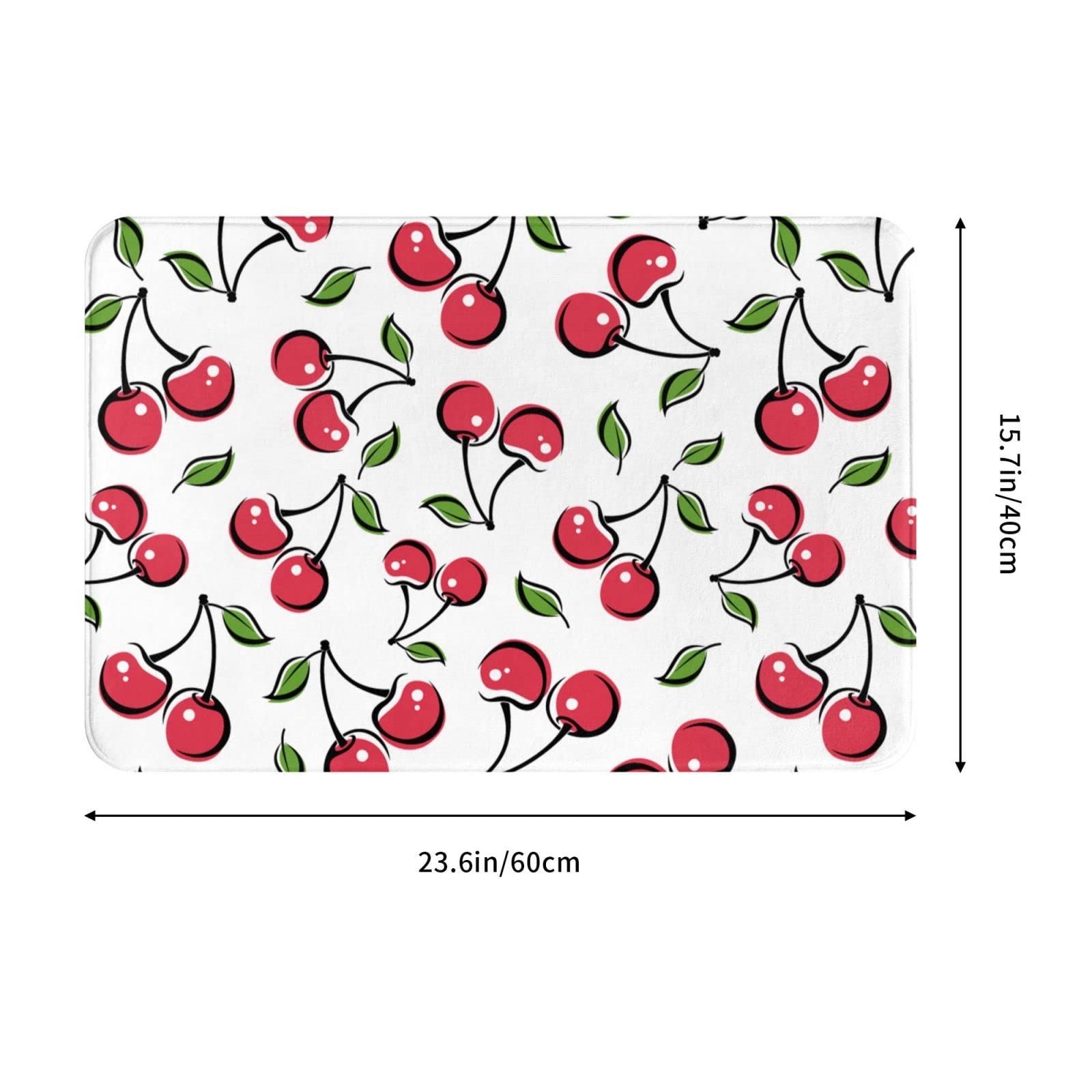 Cherry Bath Mats For Bathroom, Soft Absorbent Bath Rug Non-Slip Floor Rug Carpets For Kitchen Bathroom Laundry Bedroom Living Ro