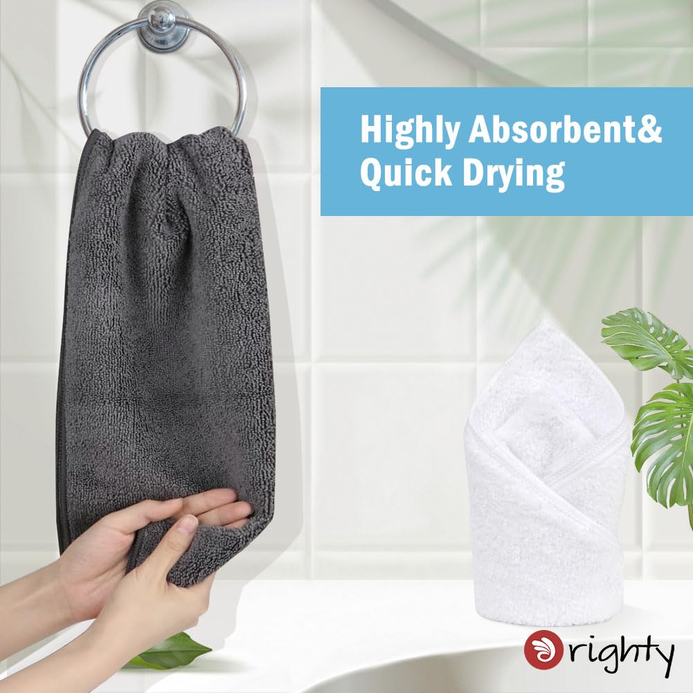 Orighty 6-Pack Grey Hand Towels - Quick Drying & Absorbent Microfiber Gym Towels 16X28 Inches - Lightweight & Thin Grey Yoga Tow
