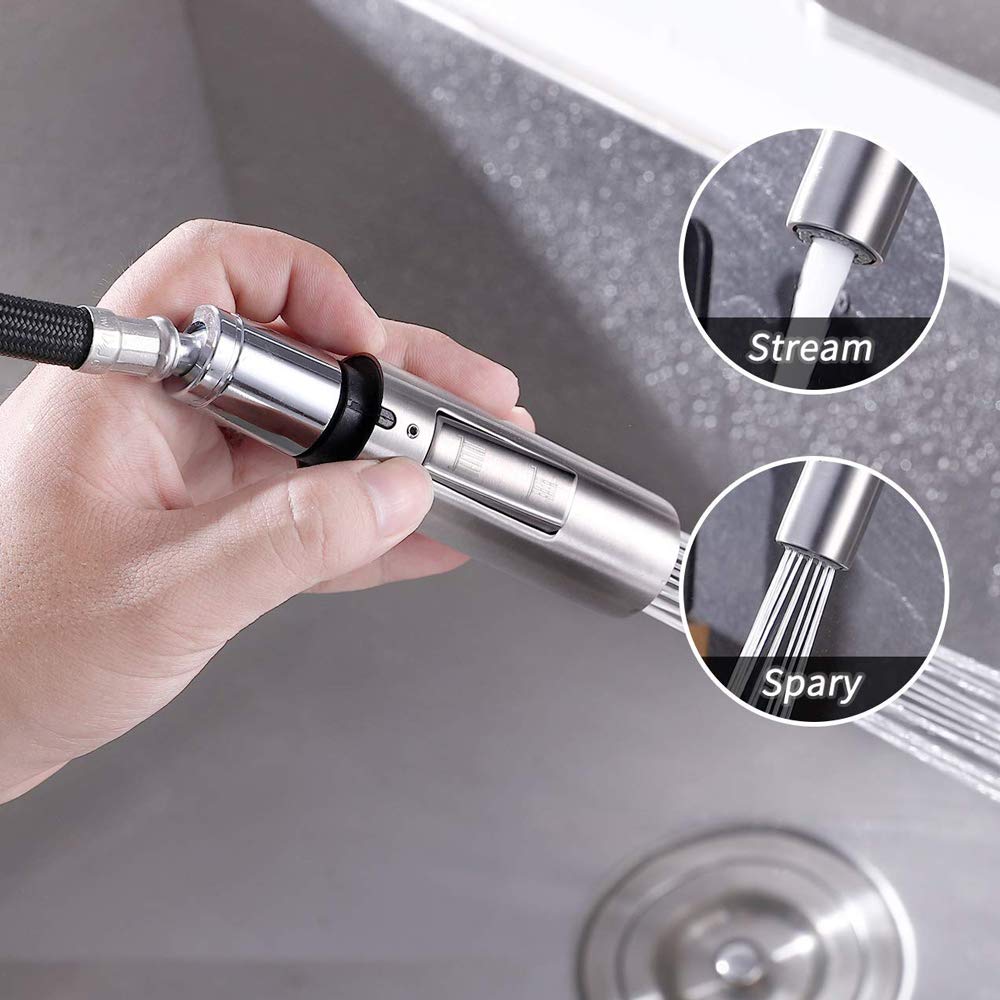 7Trees Universal Replacement Part Bathroom Kitchen Faucet Pull-Out Spray Head Water Nozzle (Stainless Steel Body)