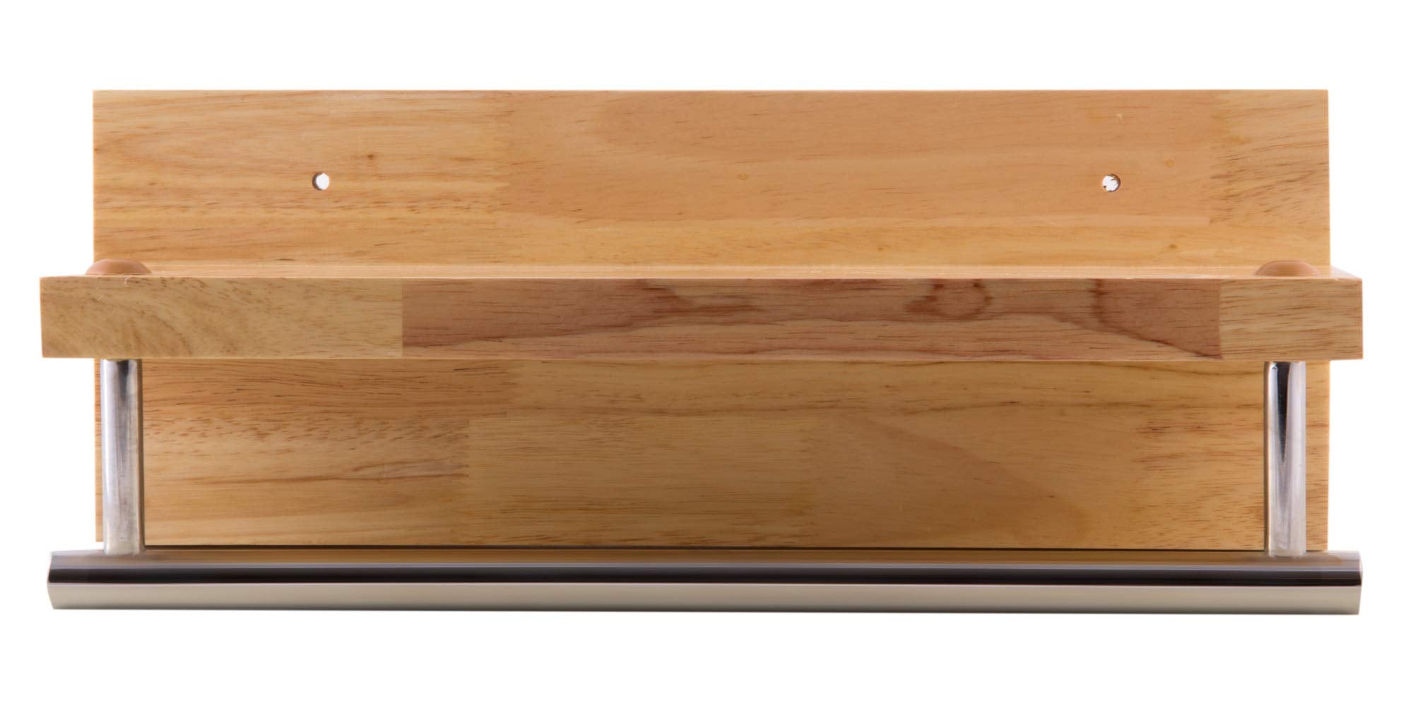 Alfi Brand Ab5511 16'' Wooden Shelf With Chrome Towel Bar Bathroom Accessory, Natural Wood