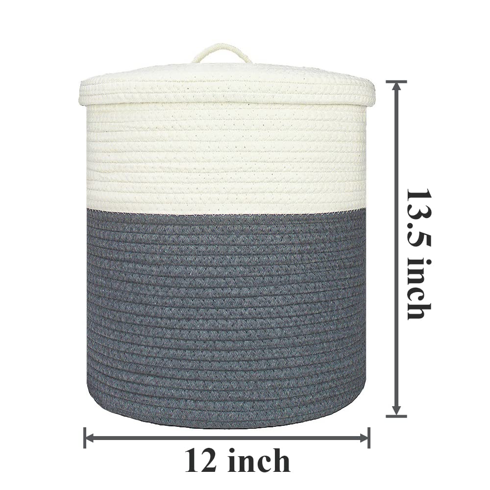 Yimi'S Dream Storage Basket With Lid, Small Lidded Cotton Rope Storage Bins For Organizing, Cute Woven Round Covered Laundry Bas