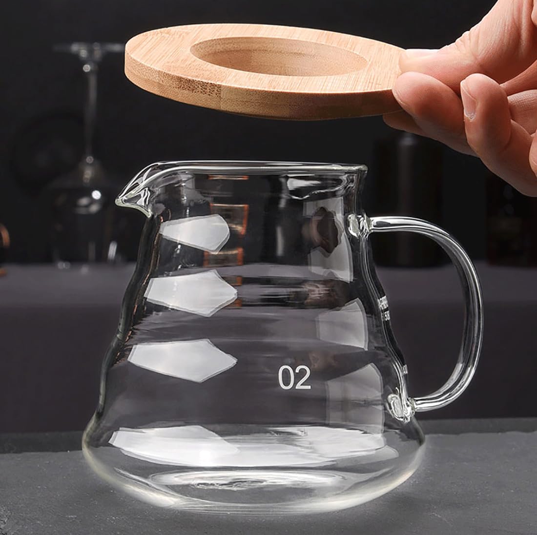 Cofisuki Pour Over Coffee Maker - 20 Oz /600Ml Coffee Server With Glass Coffee Dripper, Stylish And Elegant 2 In 1 Dripper Coffe