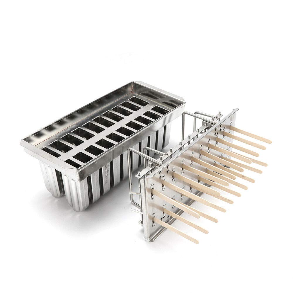 Stainless Steel Ice Lolly Popsicle Molds Kit 20Pcs Ice Cream Stick Holder Round Head Grooved
