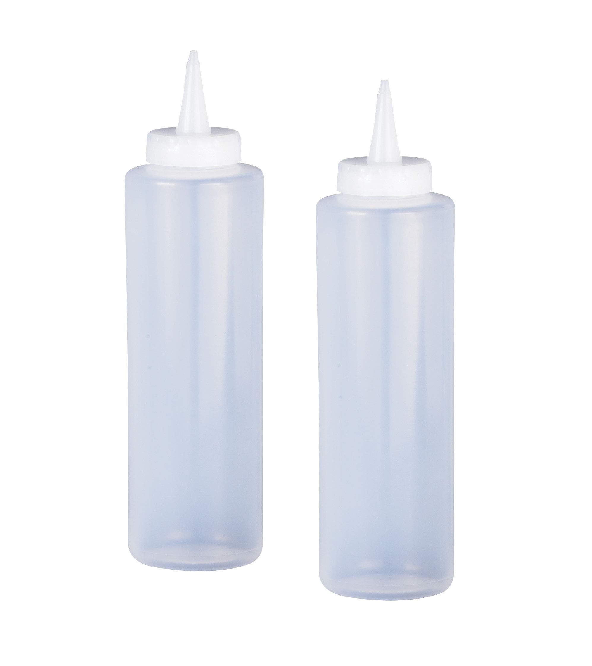 Hic Kitchen Refillable Squeeze Bottle With Nozzle Caps, Clear, Bpa Free, 12-Ounce