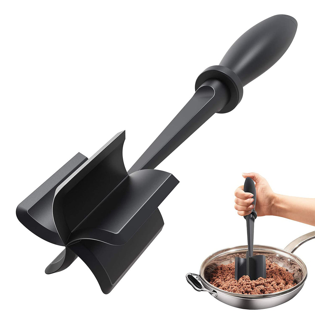 Upgrade Meat Chopper, Heat Resistant Meat Masher For Hamburger Meat, Ground Beef Smasher, Nylon Hamburger Chopper Utensil, Groun