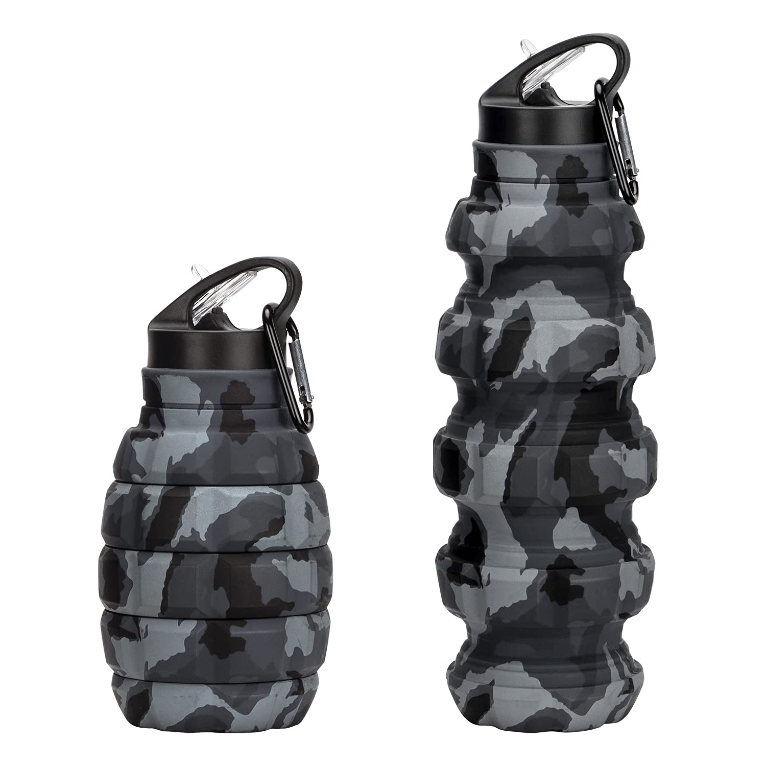 Collapsible Travel Water Bottle19.6 oz, Reuseable Silicone Foldable Water Bottles for School, Office, Gym, Camping,Hiking,Portab