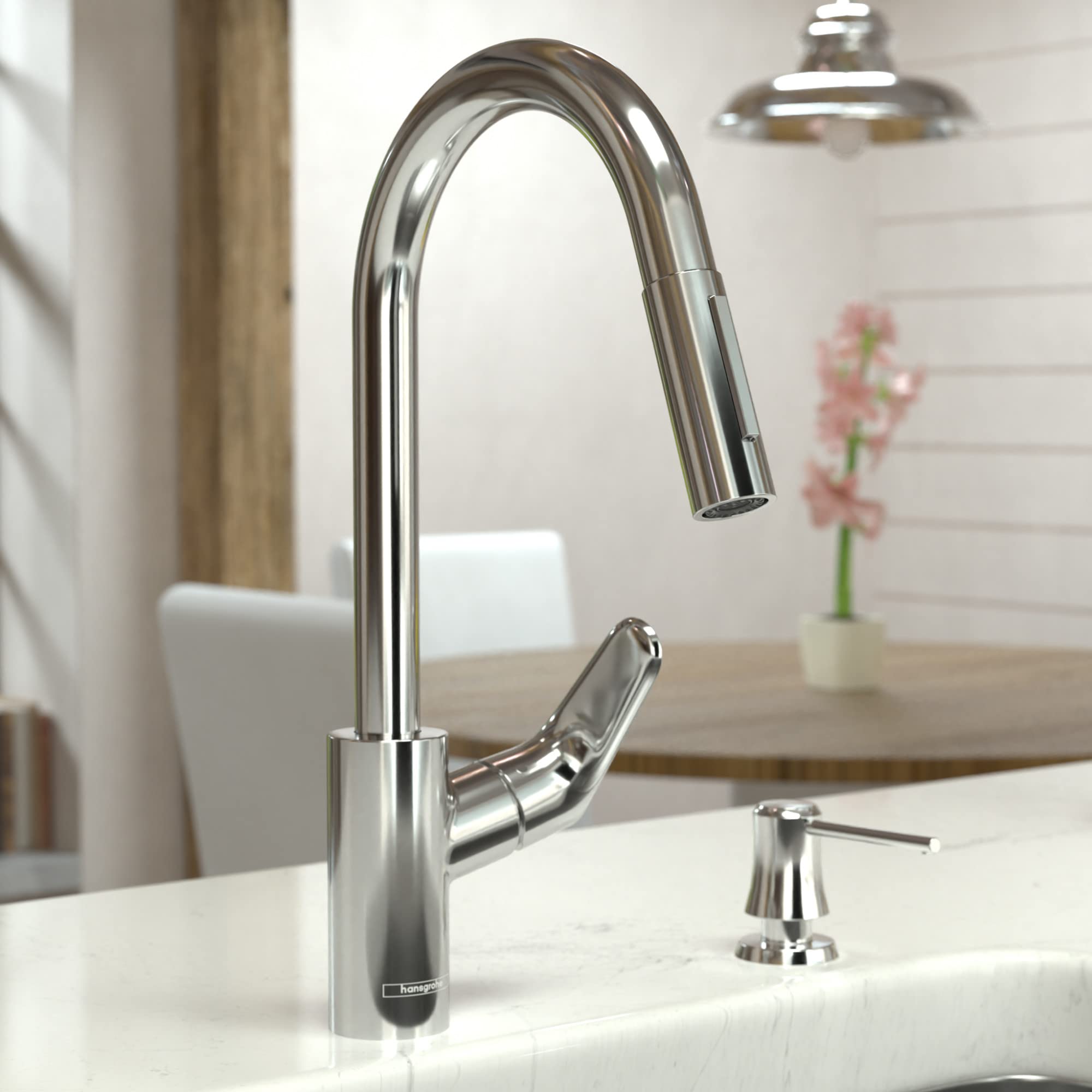 Hansgrohe Focus Gold High Arc Kitchen Faucet, Kitchen Faucets With Pull Down Sprayer, Faucet For Kitchen Sink, Magnetic Docking