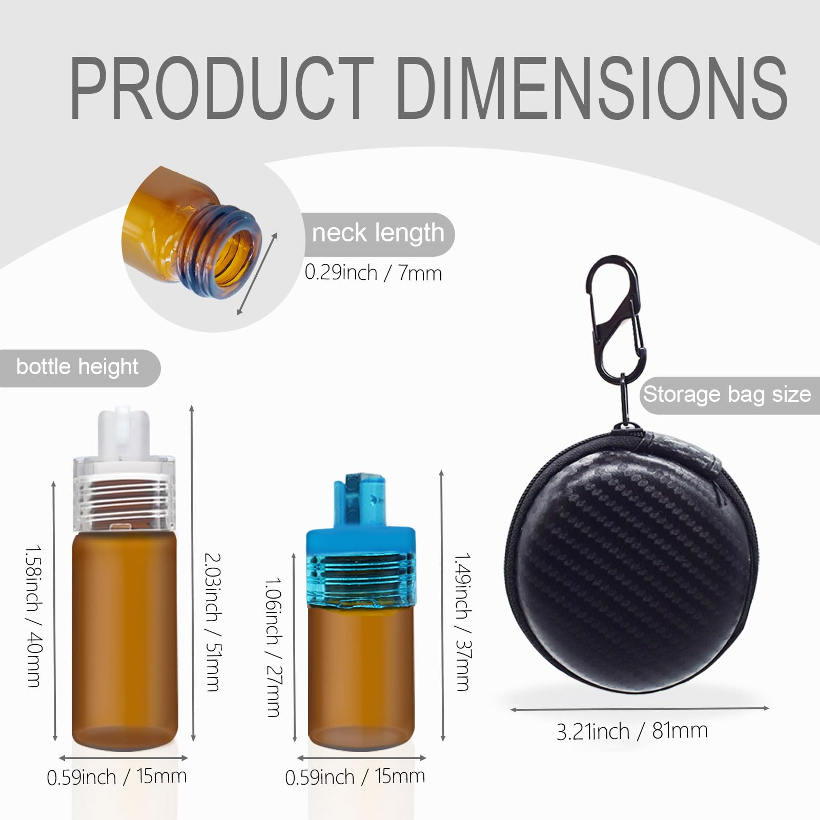 Portable Glass Compact Dispenser Bottle With Portable Zipper Storage Bag, Pack Of 6