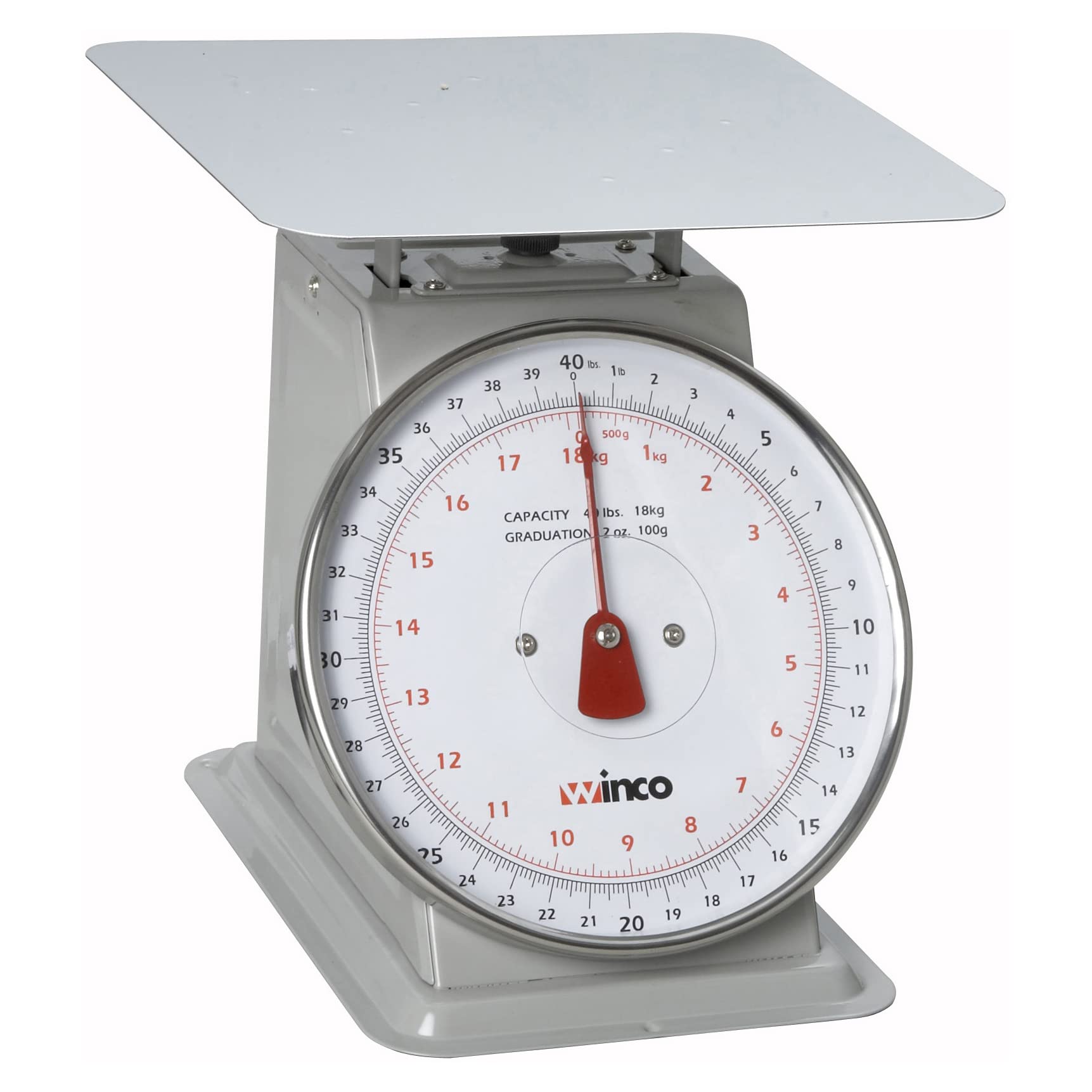 Winco 40-Pound/18.18Kg Scale With 8-Inch Dial, Medium, White, Steel