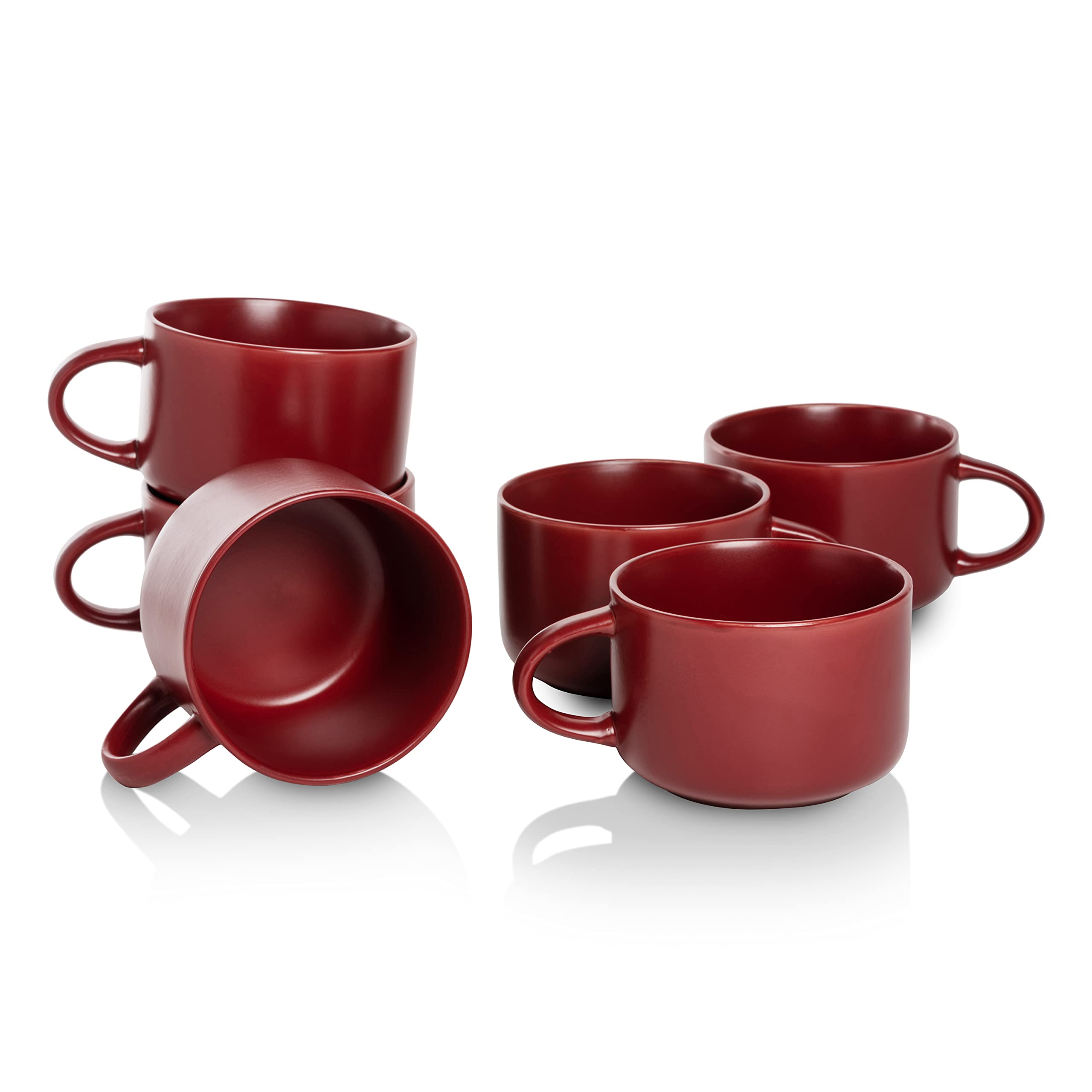 10 Strawberry Street Wazee Matte 4.75/22 oz Oversized Mug, Set of 6, Red