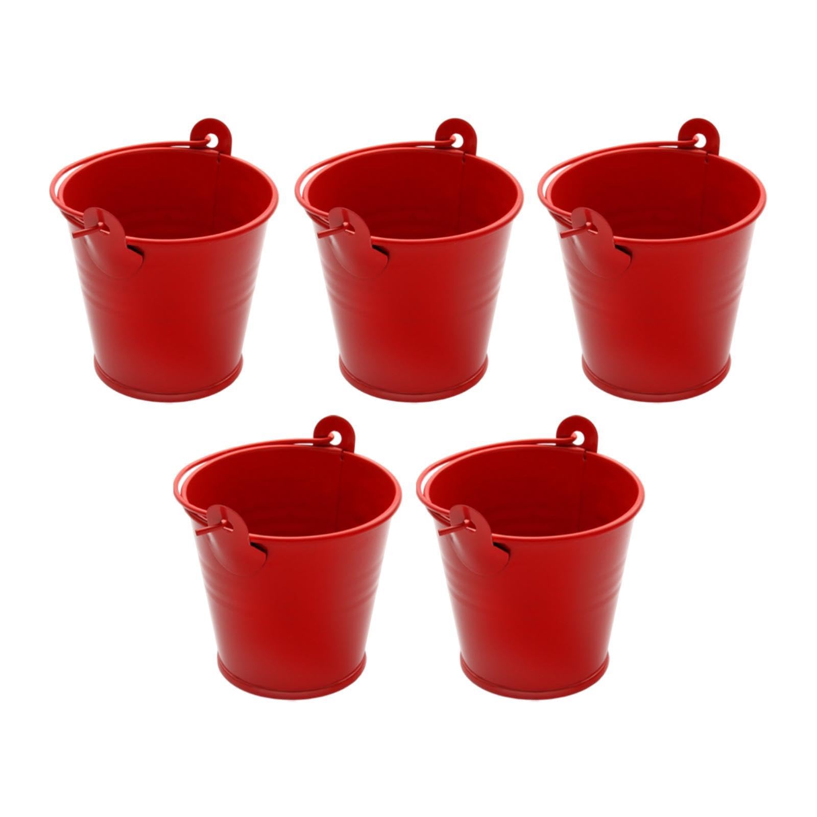 Enakshi 5X Galvanized Metal Buckets Container Rustic Party Favors Sturdy Ice Buckets Red|Gardening Supplies | Plant Care, Soil &