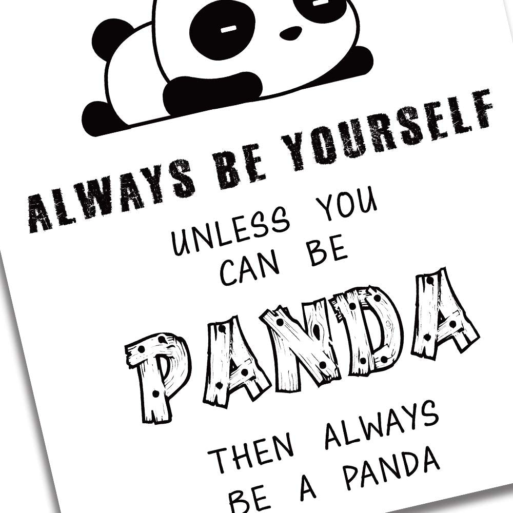 Inspirational Panda Wall Art Prints  Unframed Adorable Panda Motivational Words Wall Art  Set of 4(8x10)Dream Big Little Panda Print for Nursery and Kids Room Decor  No Frame (Black White)