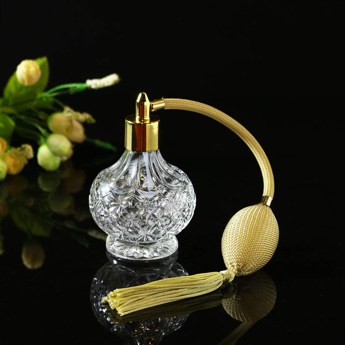 H&D Hyaline & Dora H&D Charming Clear Checked Carved Glass Empty Refillable Perfume Bottle With Spray Atomizer