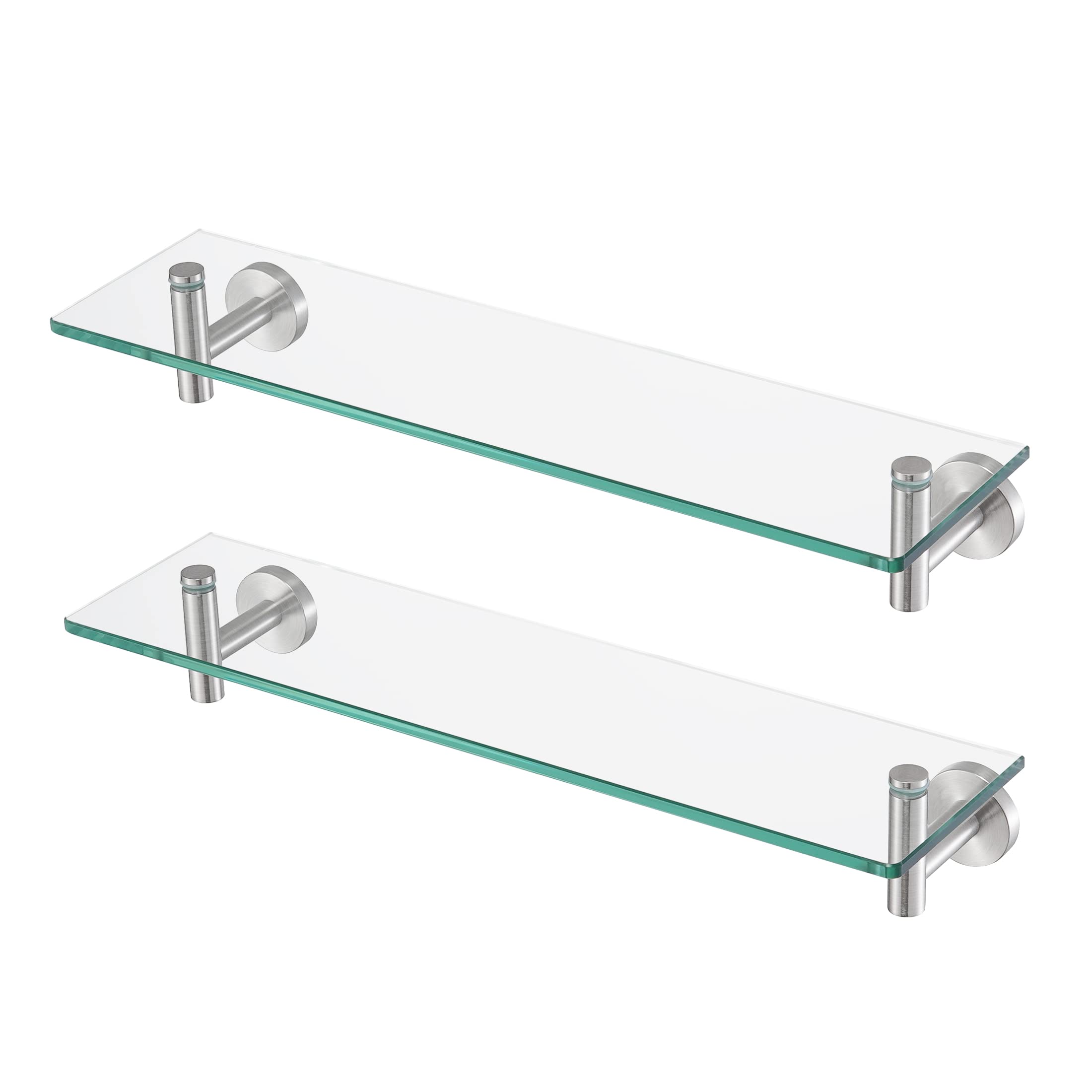 Kes Bathroom Glass Shelf Rectangular 20-Inch Floating Glass Shelves 2 Pack With Rustproof Stainless Steel Brackets Wall Mounted