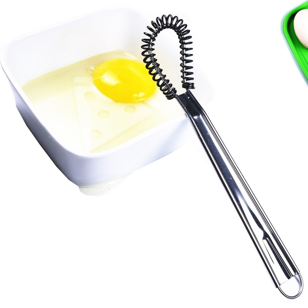 Stainless Steel Mini Spring Egg Beater Silicone Whisk Magic Hand Held Sauce Stirrer Blender Milk Frother Foamer Coffee Mixer (Si