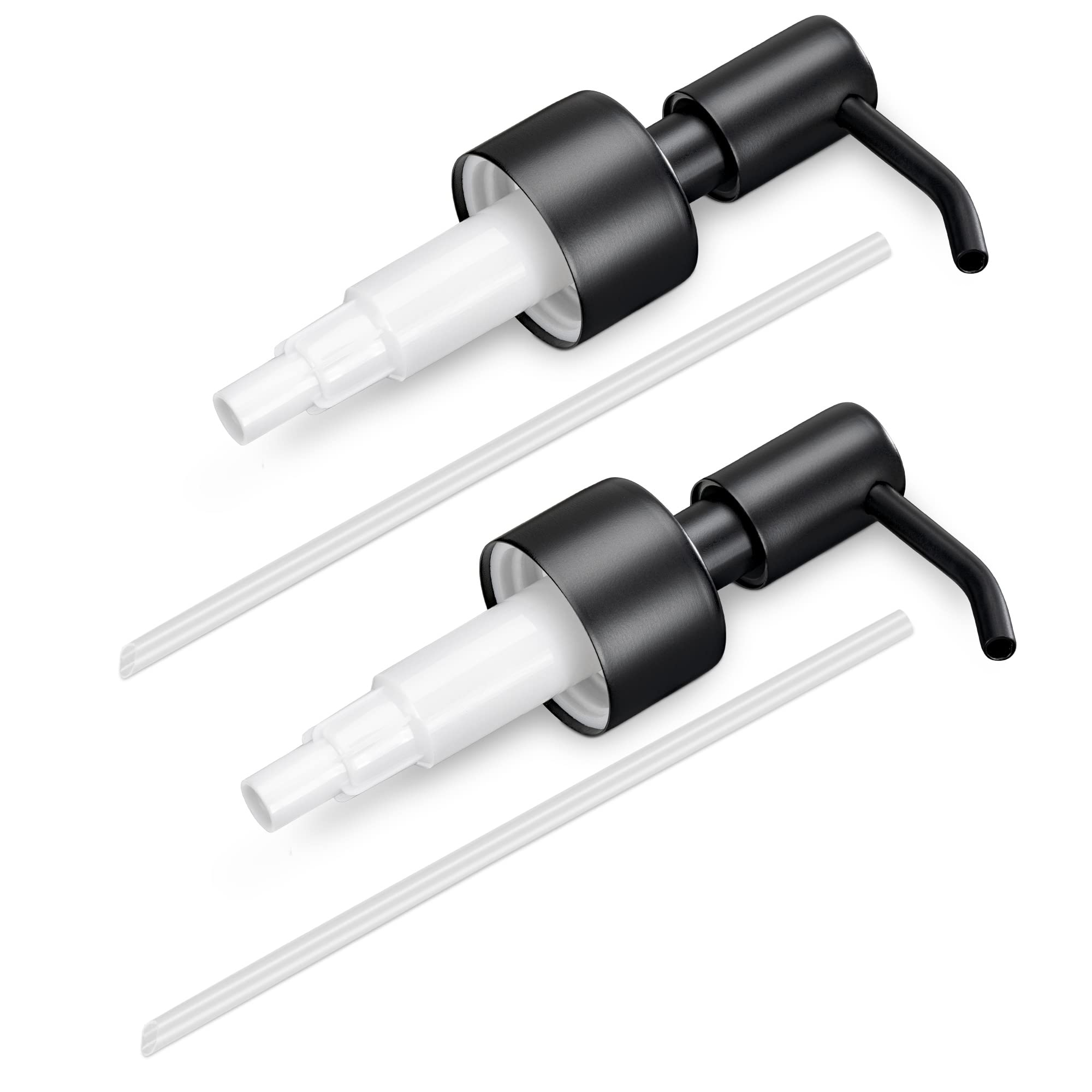 Navaris Replacement Soap Dispenser Pumps (Pack Of 2) - Stainless Steel Metal Pump For 1'' To 1 1/8'' (26Mm To 28Mm) Bottle Tops