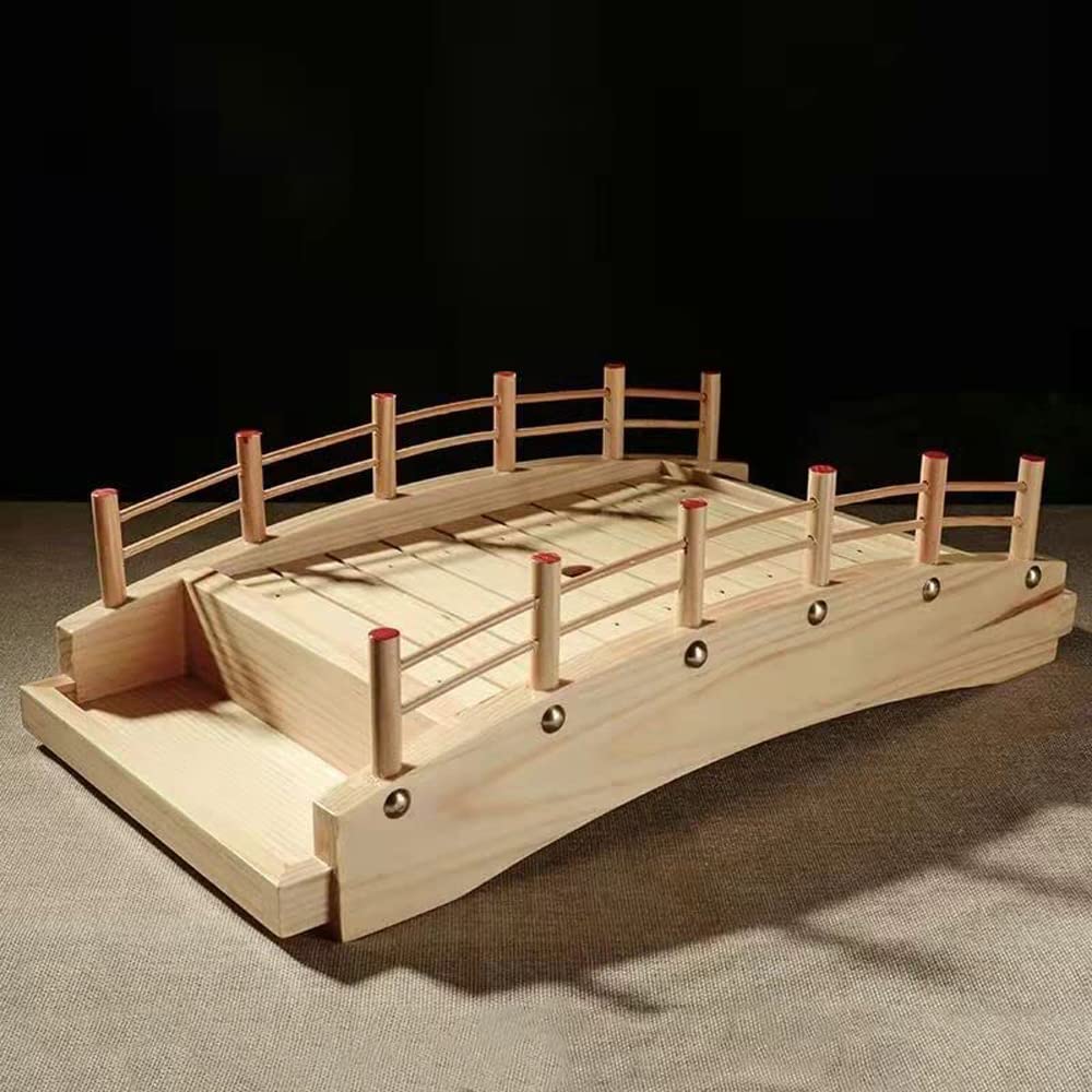 Bollaer Arch Bridge Sushi Boat, Sushi Tray Sushi Bridge Arched Bottom Sushi Sashimi Container Wooden Arched Bridge Sushi Plate S