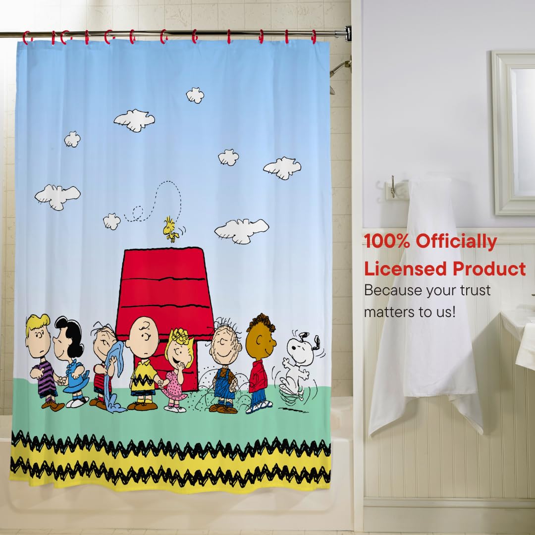 Franco Peanuts Shower Curtain Set, 72"x72", 100% Polyester, Model HS3138, 13 Pieces, Officially Licensed