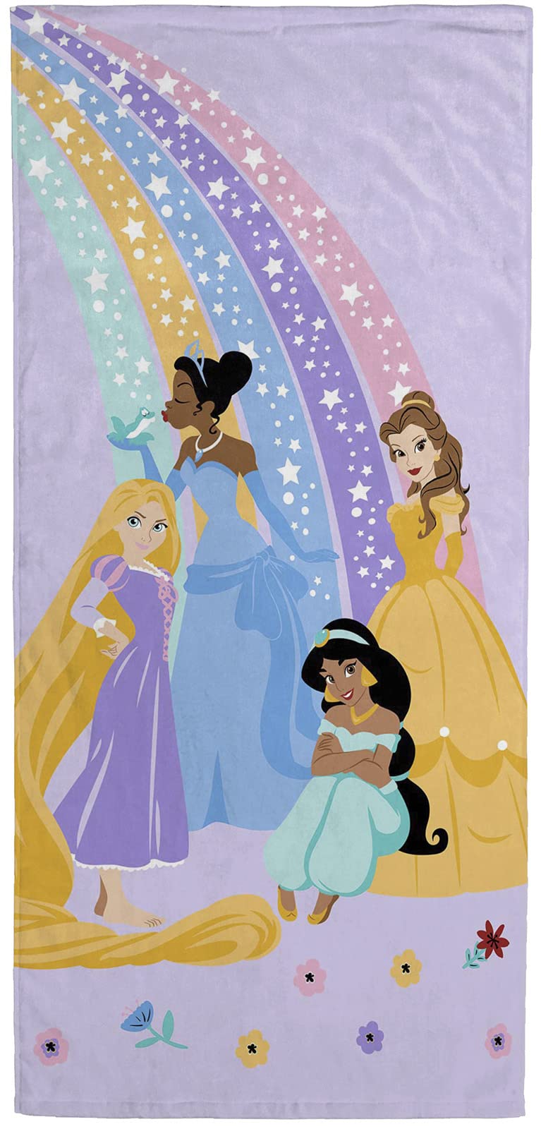 Jay Franco Disney Princess Rainbow Bath/Pool/Beach Towel - Super Soft & Absorbent Fade Resistant Cotton Towel Features Belle, Ra