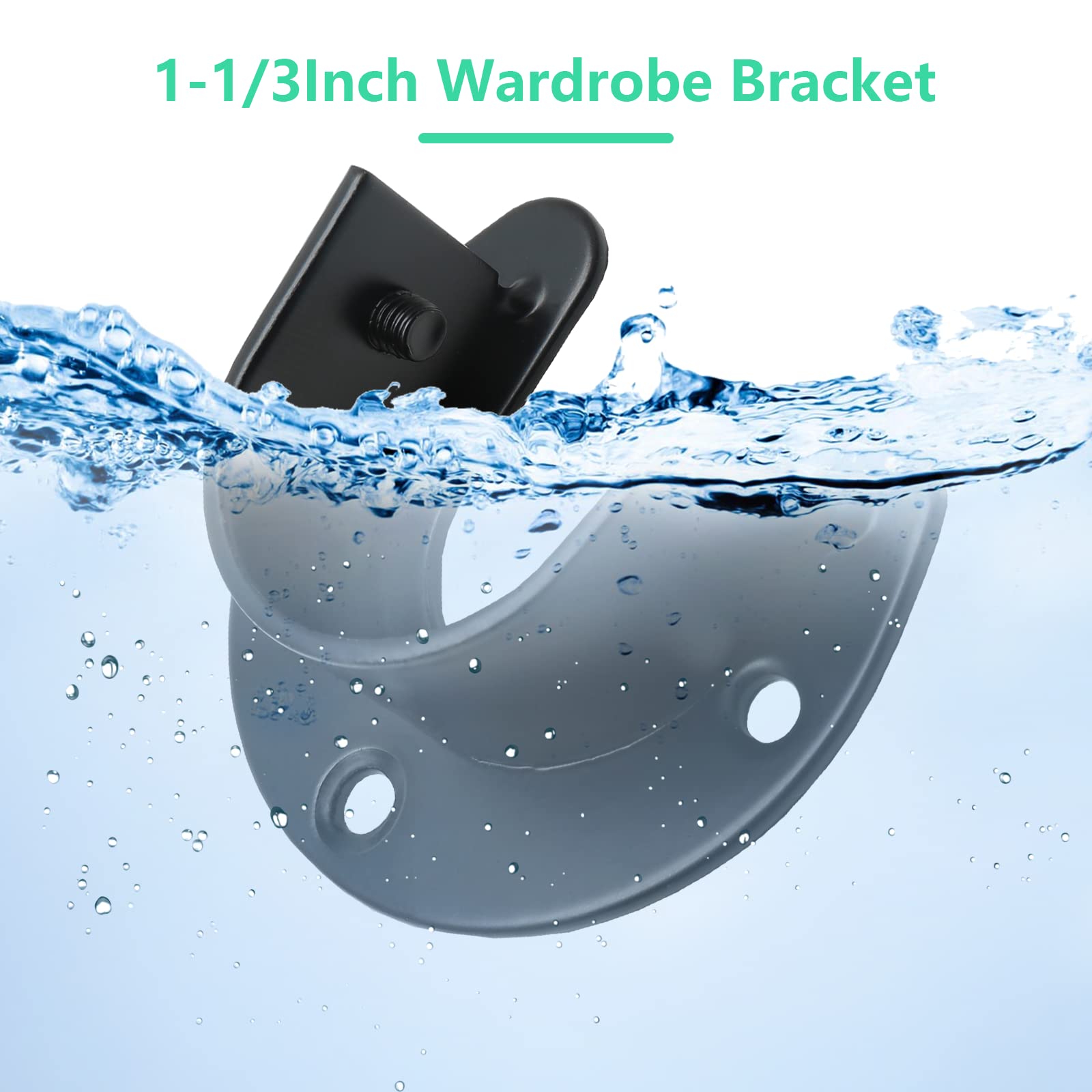 Suiwotin 8 Packs Stainless Steel Closet Rod End Supports 1-1/3 Inch Wardrobe Bracket Heavy Duty Closet Pole Sockets Flange Rod H