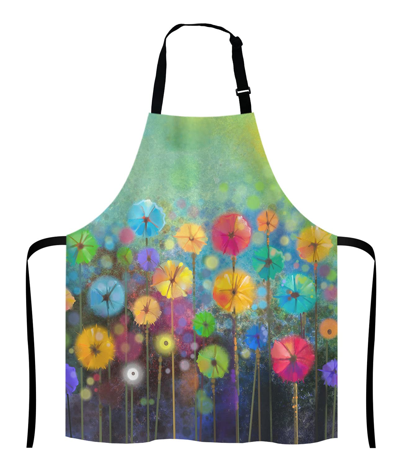 Lefolen Colorful Spring Petal Flowers Bib Apron With Adjustable Neck For Men Women,Suitable For Home Kitchen Cooking Waitress Ch