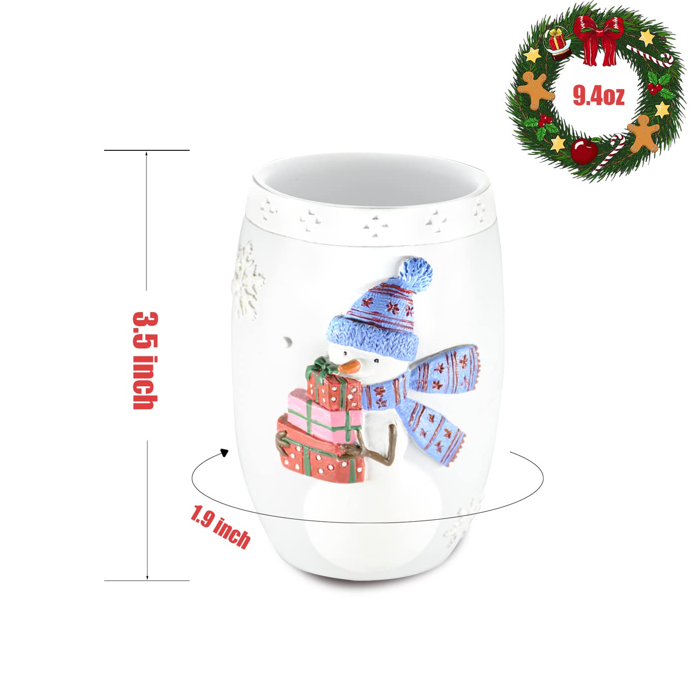 Yangshimoeed Christmas Bathroom Accessories Snowman Bath Set With Soap Dispenser,Toothbrush Holder, Bath Tumbler And Snow Soap T