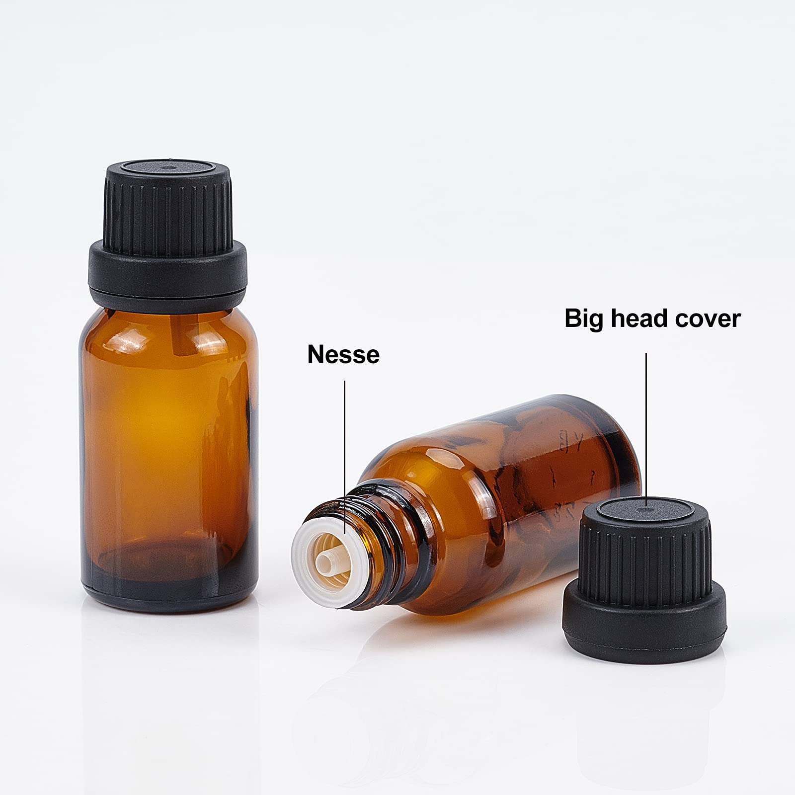 BENECREAT 24 Pack Brown Glass Essential Oil Bottles 15ml with Droppers & Funnel - DIY-BC0001-24B-US