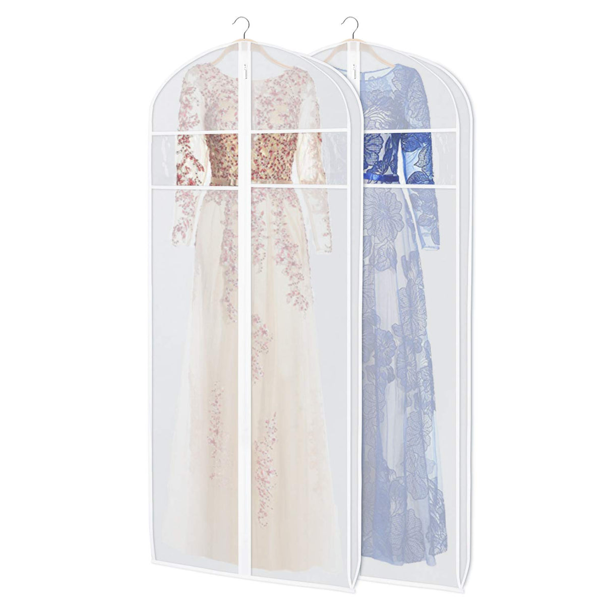 Zilink Dress Garment Bags For Storage 72-Inch With Clear Window And 3'' Gusset Dress Cover Bag For Long Evening Dresses,Fur Coat