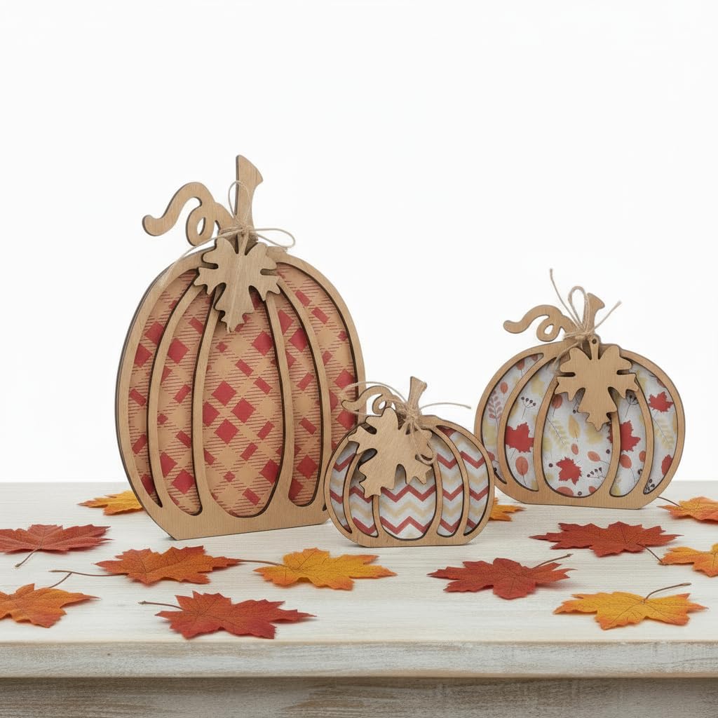 Fall Wooden Pumpkin Hanging Sign: 1 Set Autumn Wall Table Signs Decor for Home Thanksgiving Farmhouse Living Room Harvest