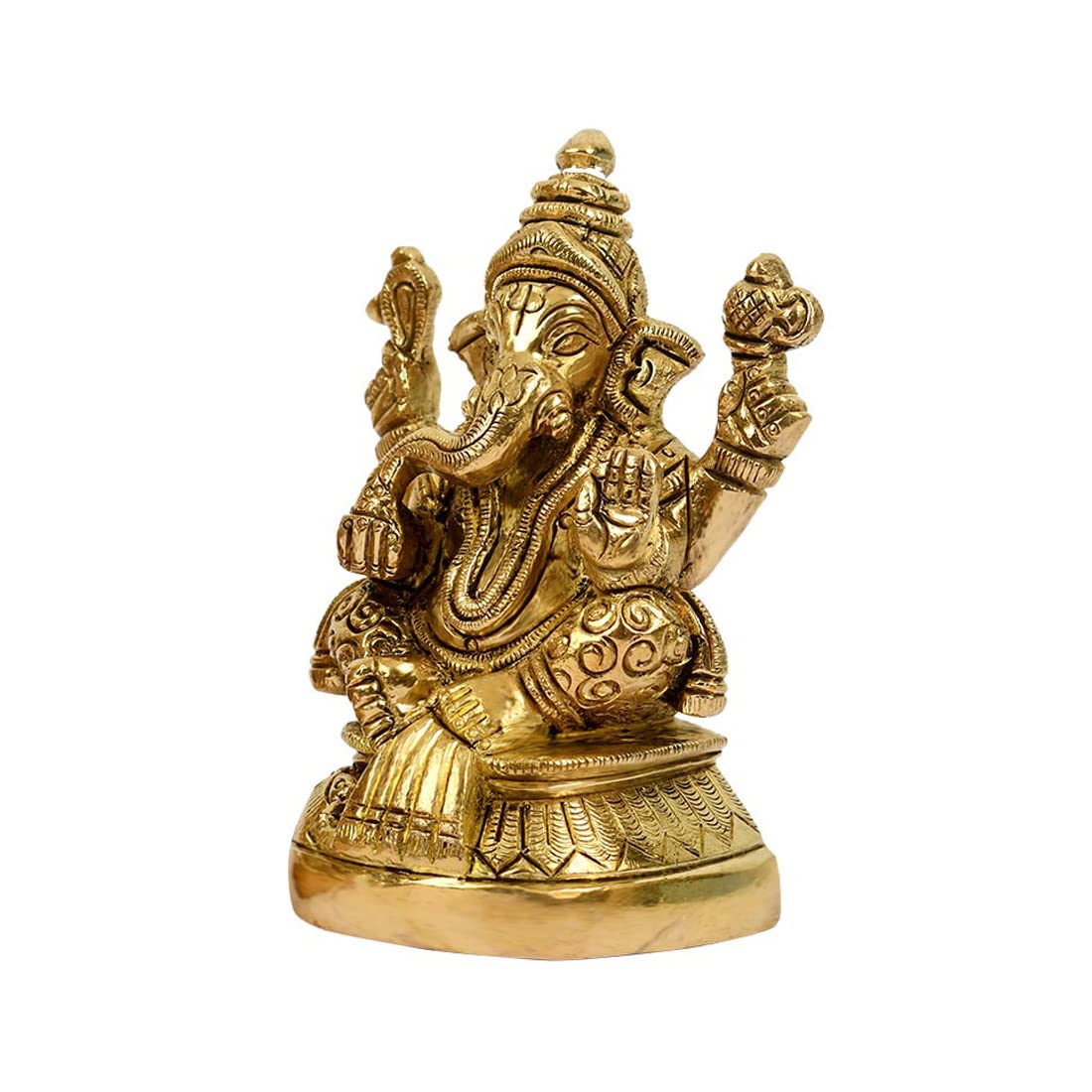 Dealfry Original Brass Sitting Ganesh Idol, Lord Ganesha Gods Murti Metal Statue For Home Office Success Entrance Dcor Diwali Po