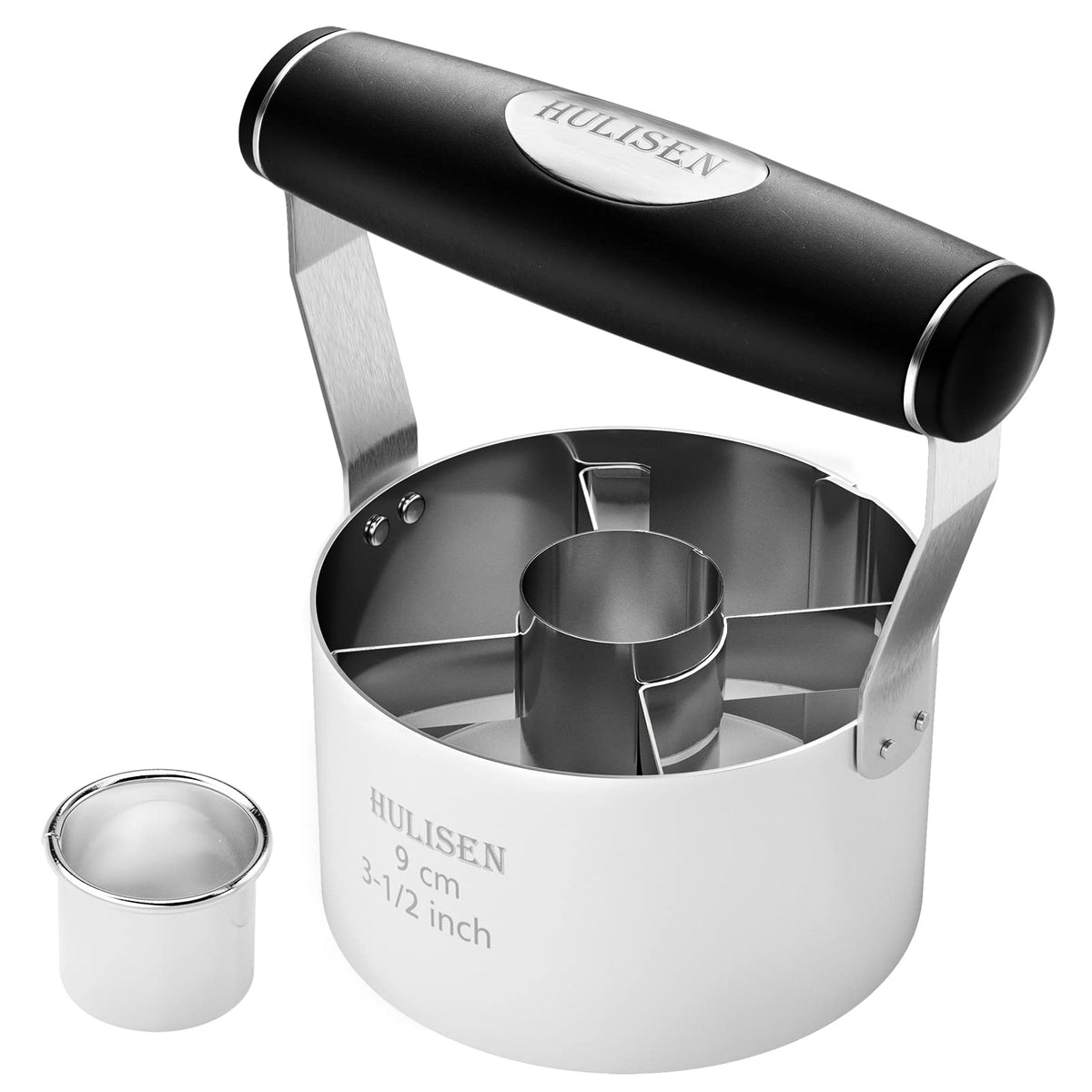 Hulisen Donut Cutter, 3.5 Inch Stainless Steel Doughnut Cutter With Soft Grip Handle, And Small Biscuit Cutter, Professional Bak