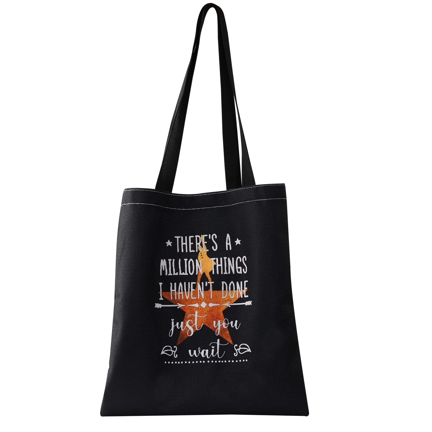 Bdpwss Musical Tote Bag, There'S A Million Things I Haven'T Done But Just You Wait, 15.7 X 13.8 Inches, Waterproof, Zipper, Whit