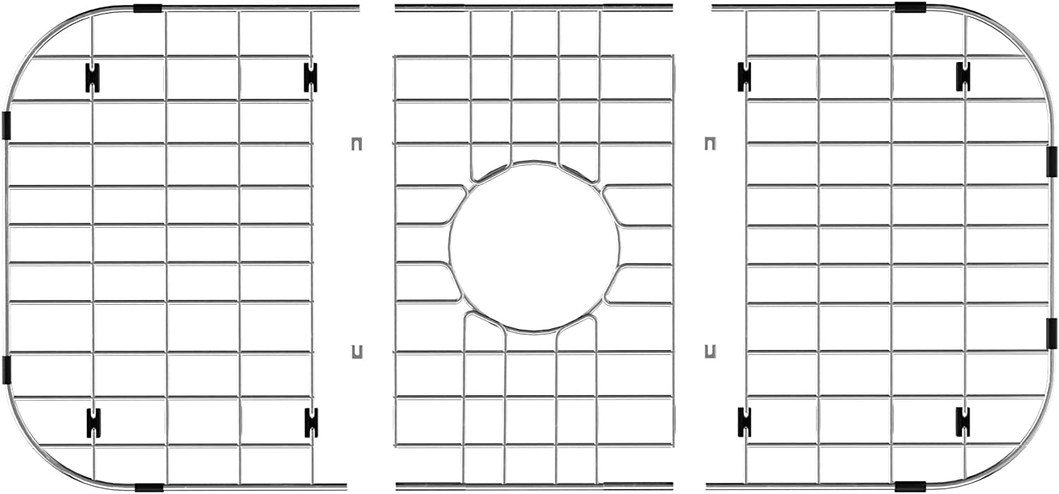 SANNO 26'' L X 14'' Sink Grid Protectors  Sink Protector Grid for Kitchen Sink Rack Bottom Grid Centered Drain Hole with Corner Radius  304 Stainless Steel