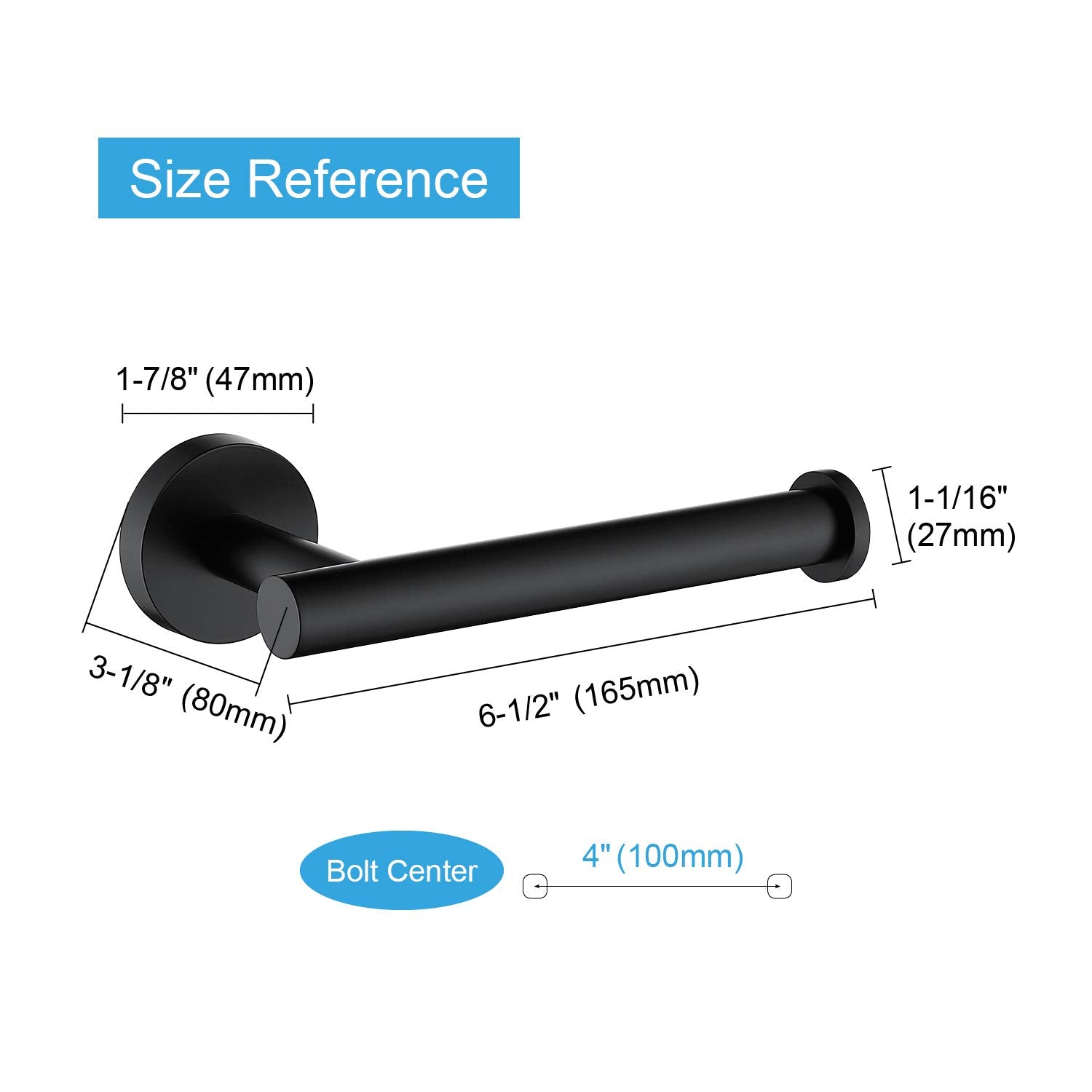 TASTOS Matte Black Toilet Paper Holder SUS304 Stainless Steel  Modern Round Tissue Roll Holders Wall Mount  Toilet Paper Roll Dispenser Bathroom 5 inch TP Holder for Kitchen Washroom