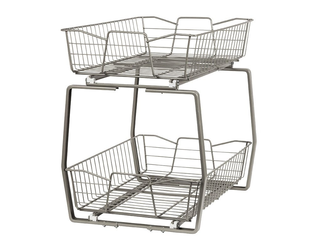 Closetmaid 3089 2 Tier 14-Inch Kitchen Cabinet Organizer, Nickel