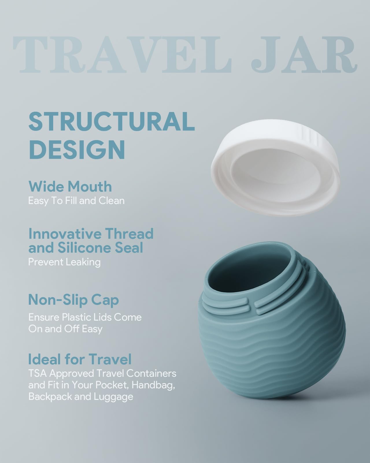 Yinke Travel Containers For Toiletries, Silicone Cream Jars, Tsa Approved Travel Size Containers, Leak-Proof Travel Essentials/A
